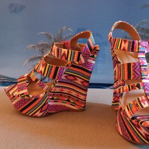 Dollhouse.  Multi-Color, Summer Platform Sandal/Shoe